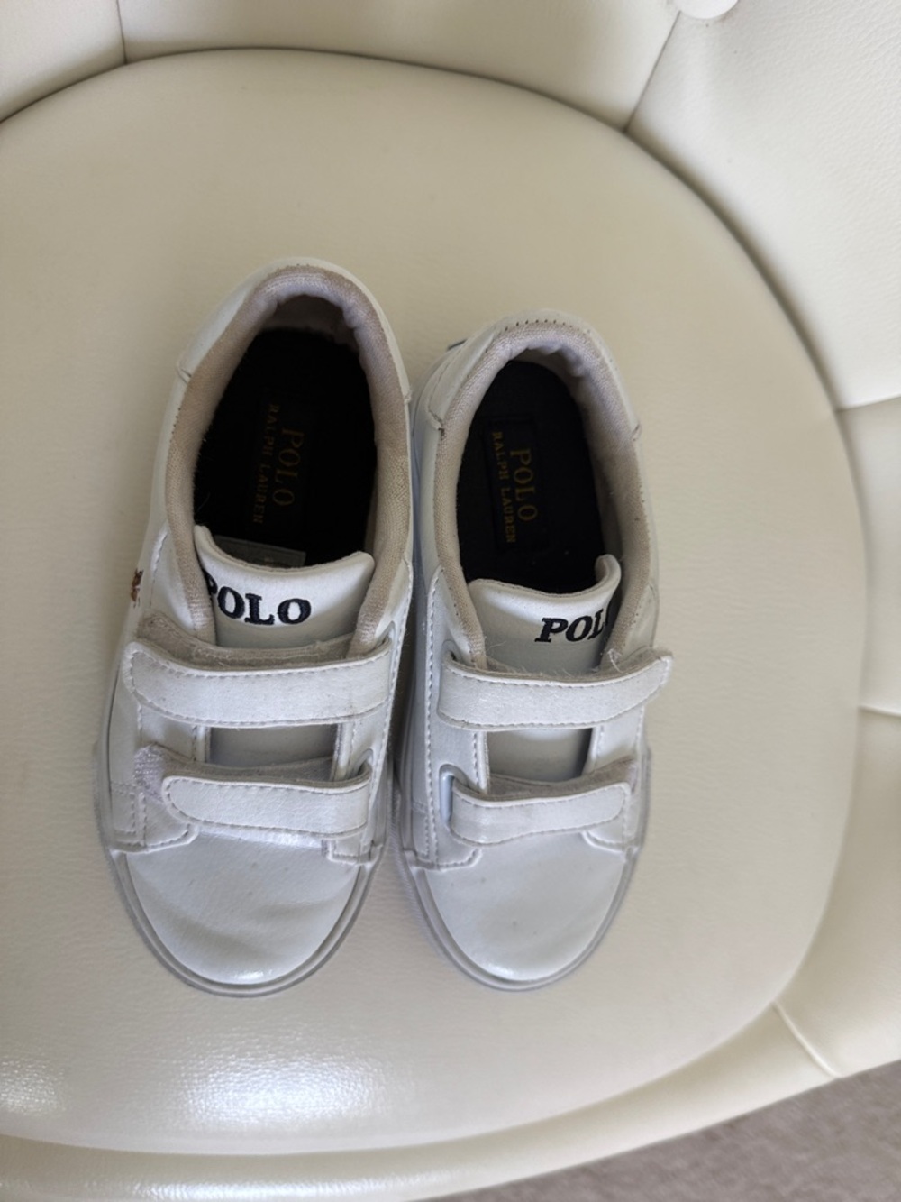 Polo Ralph Lauren Hook & Loop Toddler Boys Easten II EZ White Blue Sneaker 10T - Picture 6 of 11